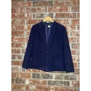 Vintage Toffee Navy Corduroy Womens Blazer Size 12 Library Academia Office Poet
